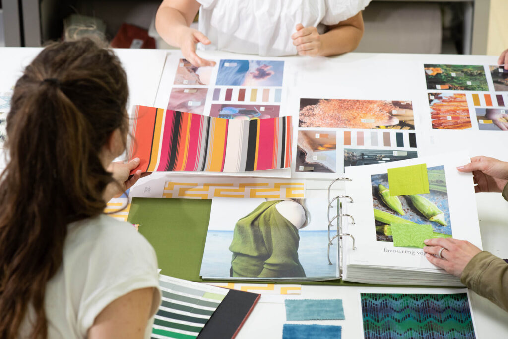 textile designers consult a range of different colour options