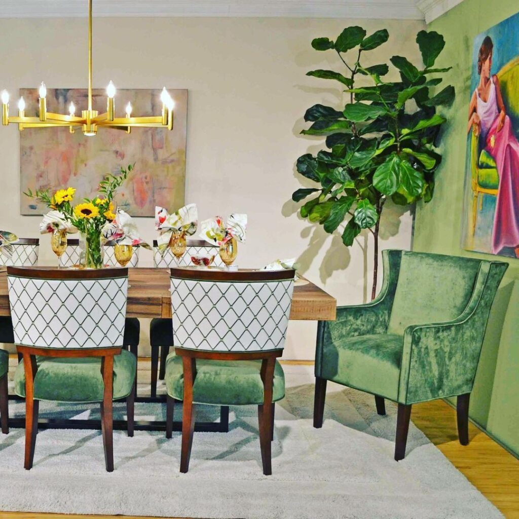 Colour blocking dining room fibreguard